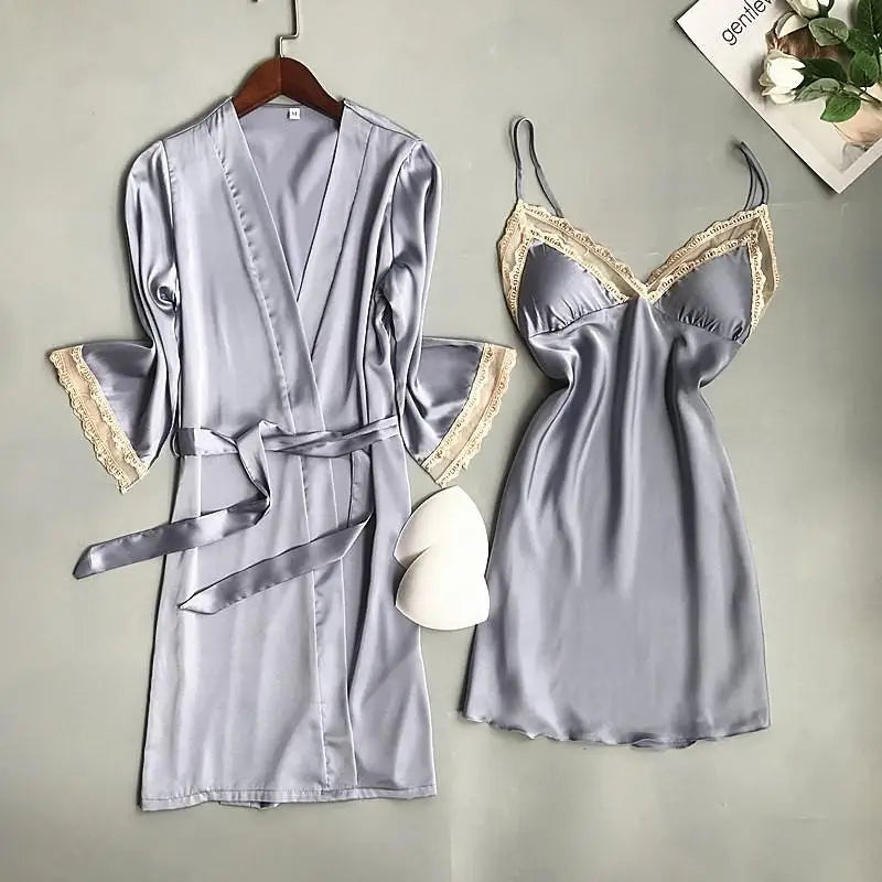Satin Lace Pink Intimate Night Dress - Delicate Summer Design