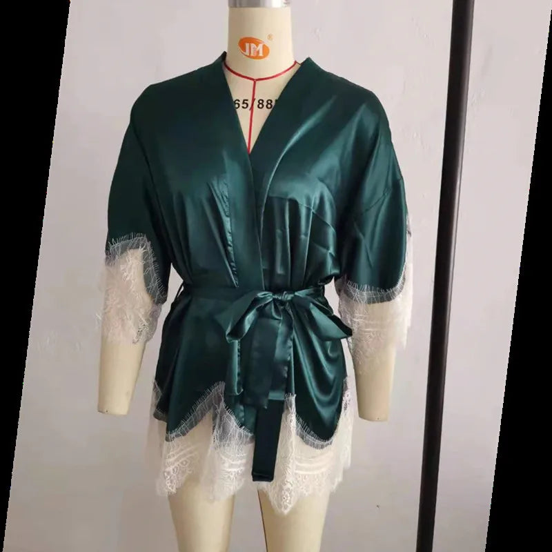 Vintage Bridal Chemise Robe - Three Quarter Sleeve Elegance