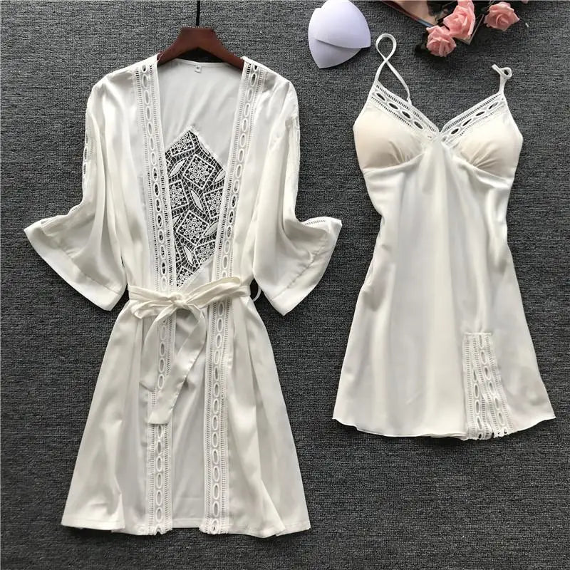 Satin Lace Pink Intimate Night Dress - Delicate Summer Design