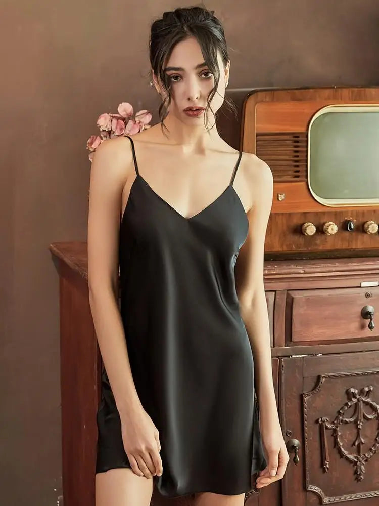 Casual Intimate Satin Robe Set - Vintage Half Sleeve Design