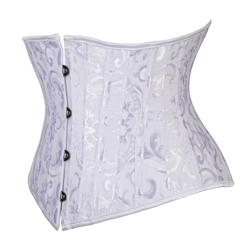 Steampunk Steel Boned Lace Up Overbust Corset - Floral Pattern