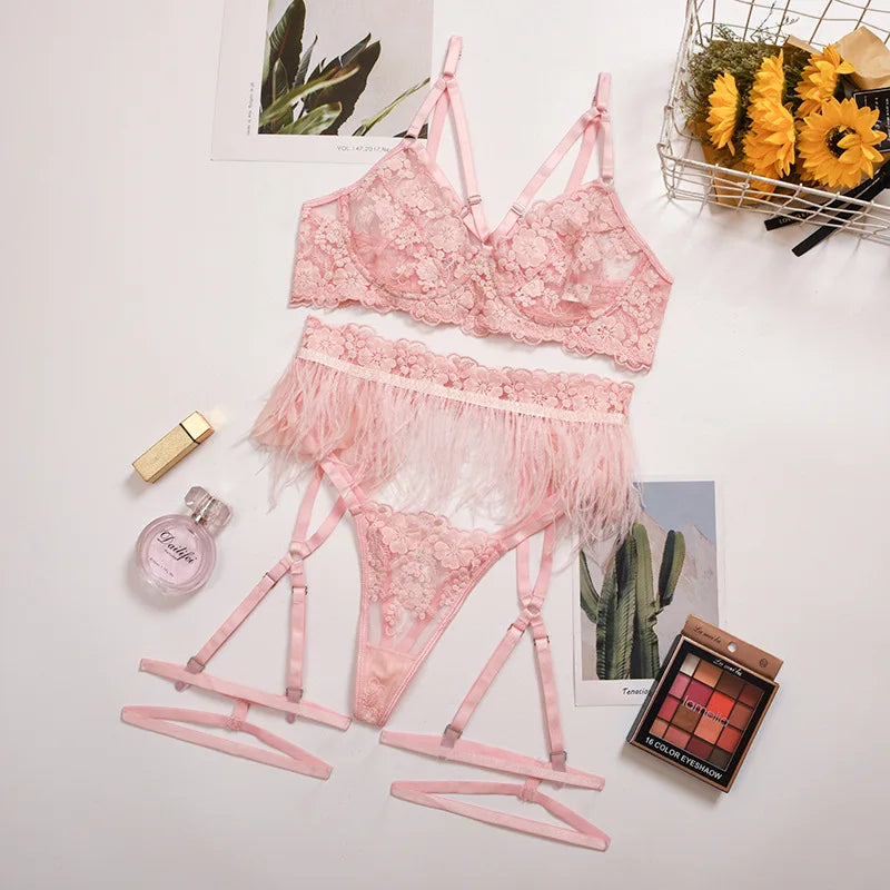 Tie Side Criss Cross Lace Bra Set - Sensual Elegance