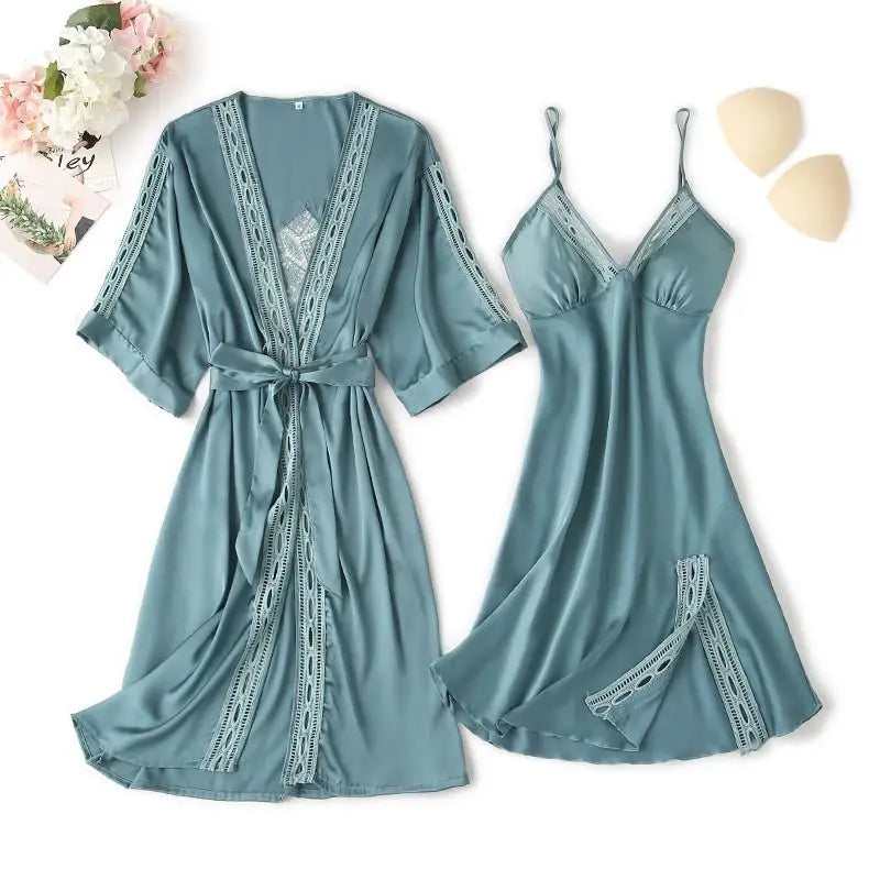 Lace Trim Sexy Kimono - Vintage Novelty with Belt