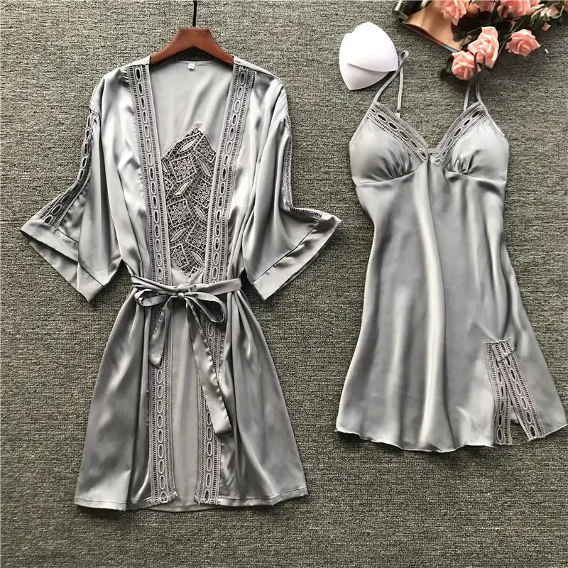 Satin Lace Pink Intimate Night Dress - Delicate Summer Design