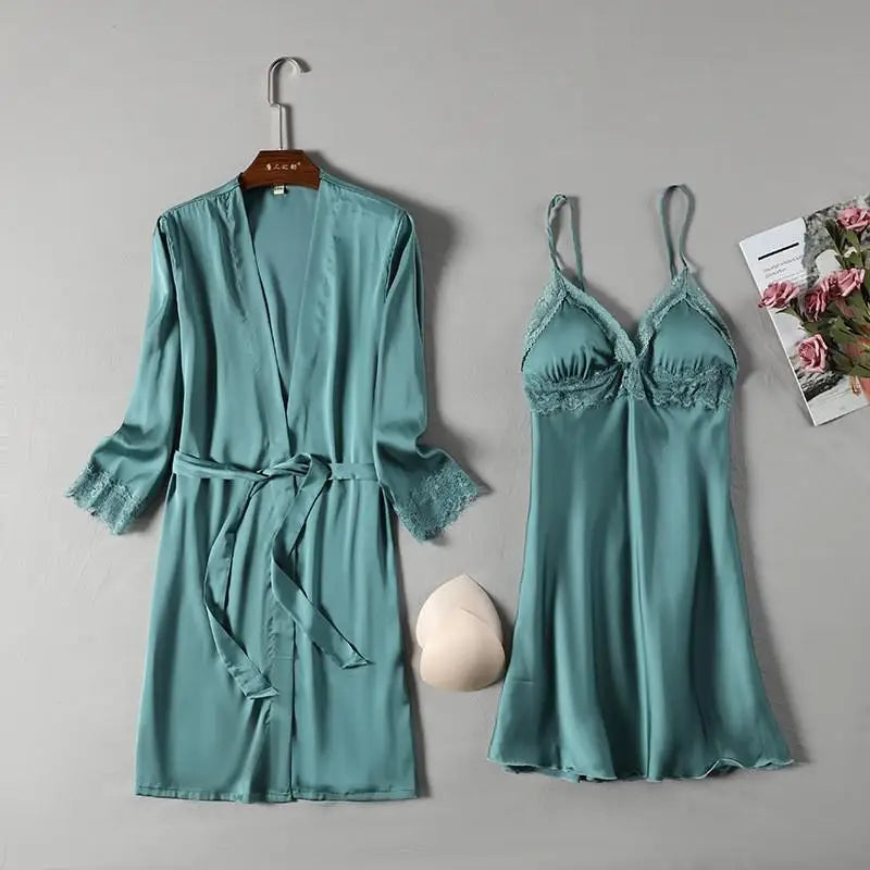Satin Lace Pink Intimate Night Dress - Delicate Summer Design