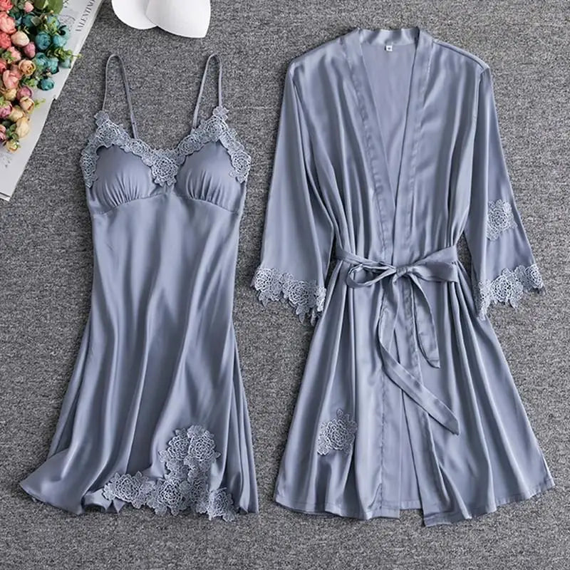 Satin Lace Pink Intimate Night Dress - Delicate Summer Design