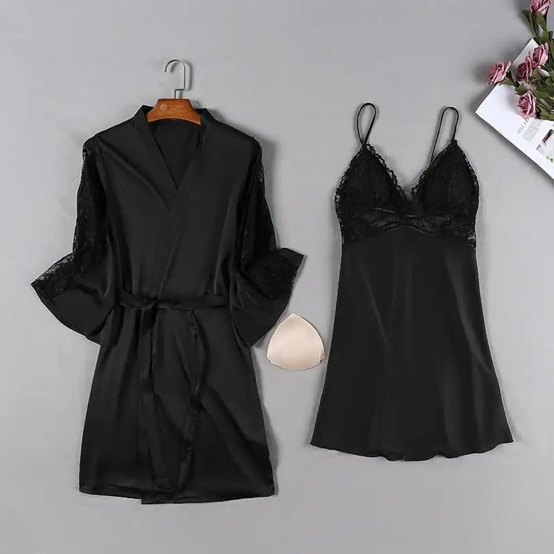 Satin Lace Pink Intimate Night Dress - Delicate Summer Design