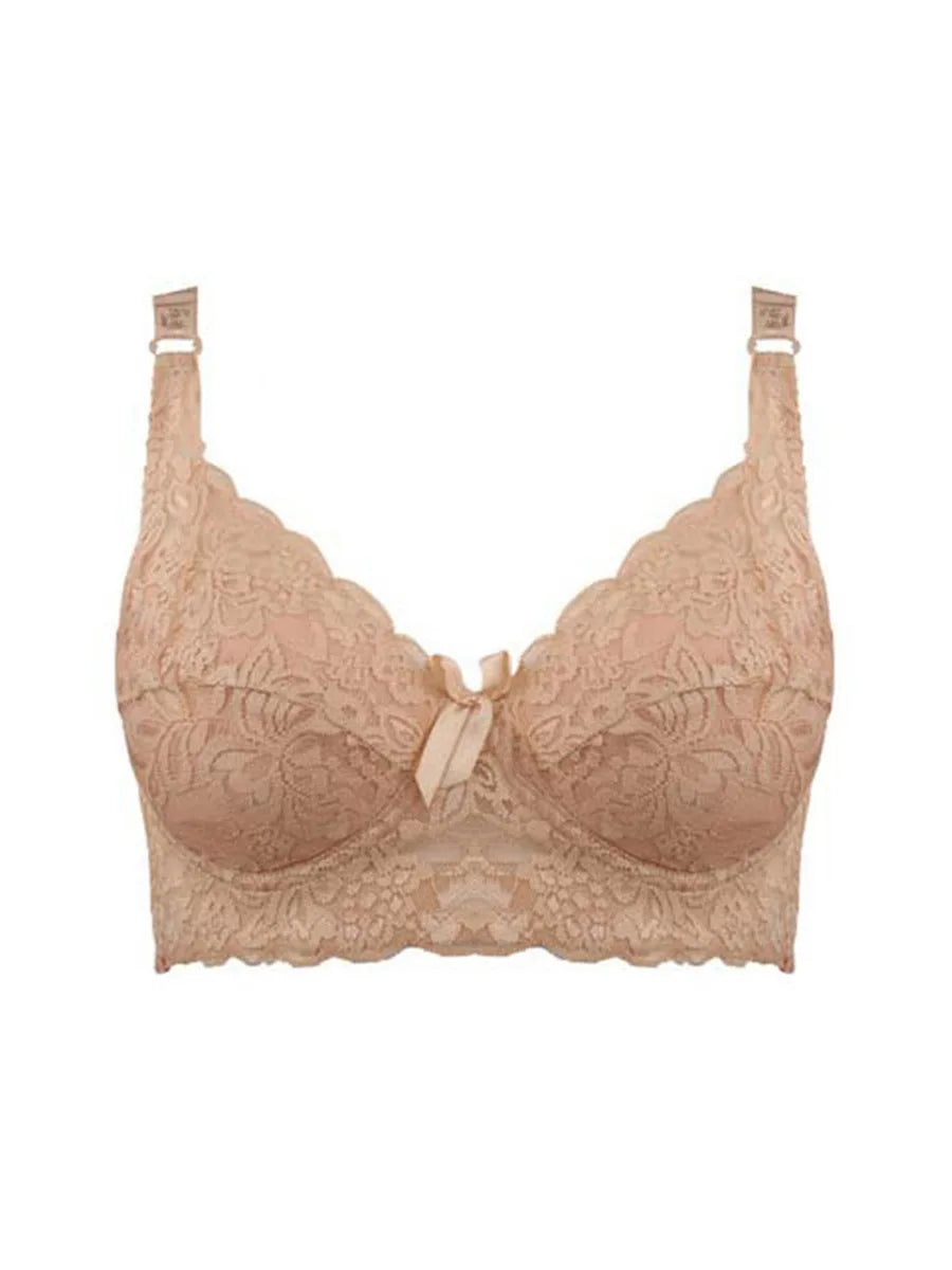 Plus Size Embroidery Bra - Convertible Strap Support