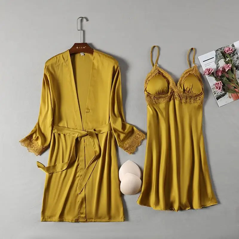 Satin Lace Pink Intimate Night Dress - Delicate Summer Design