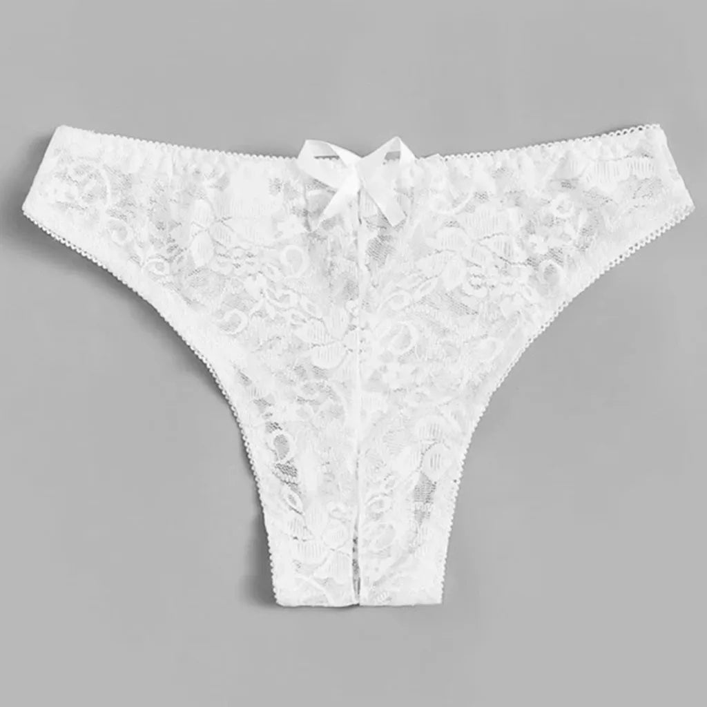 Floral Lace Seamless Underwear - Elegant Crotchless Design