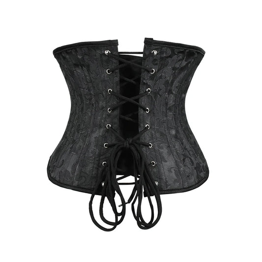 Steampunk Steel Boned Lace Up Overbust Corset - Floral Pattern