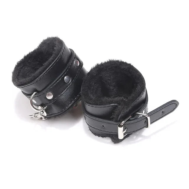Sexy Adjustable PU Leather Plush Handcuff - Comfortable Restraint