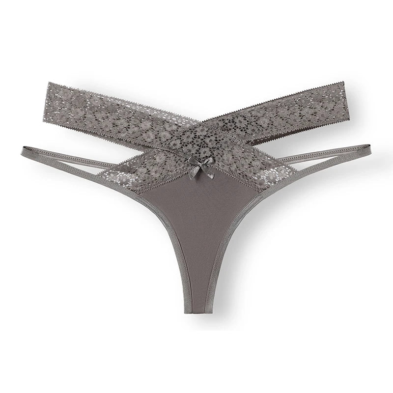 Breathable Cross Hollow Seamless Panties - Lace Waist Design