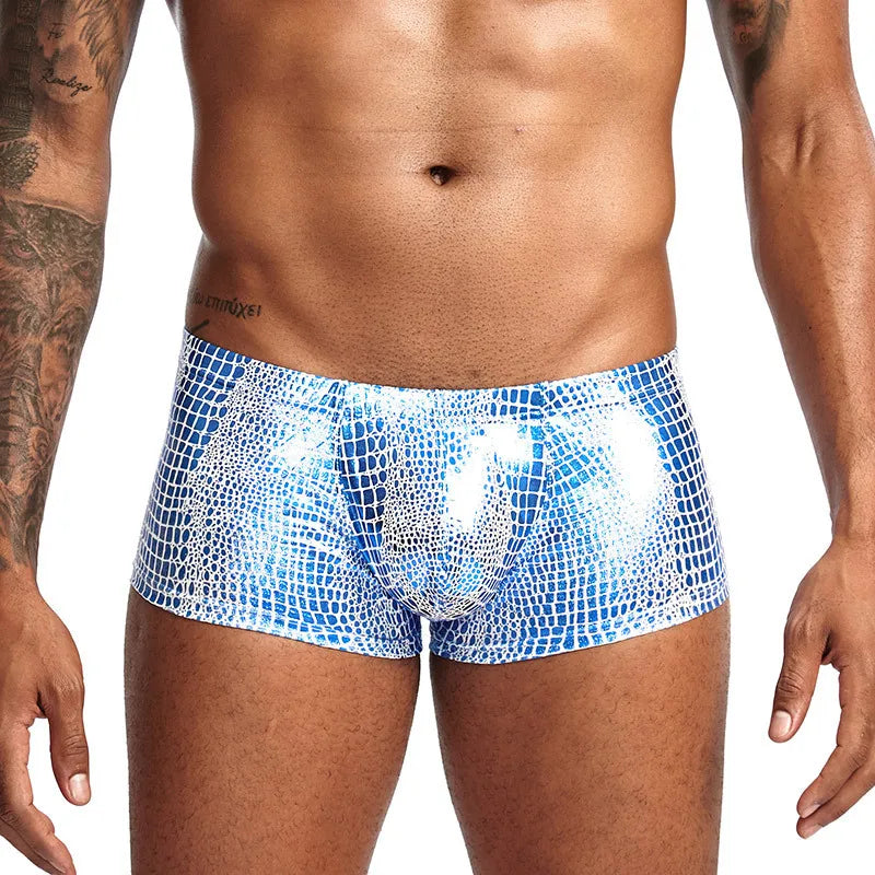 Snake Skin Imitation Leather Boxers - Fashion-Forward Design