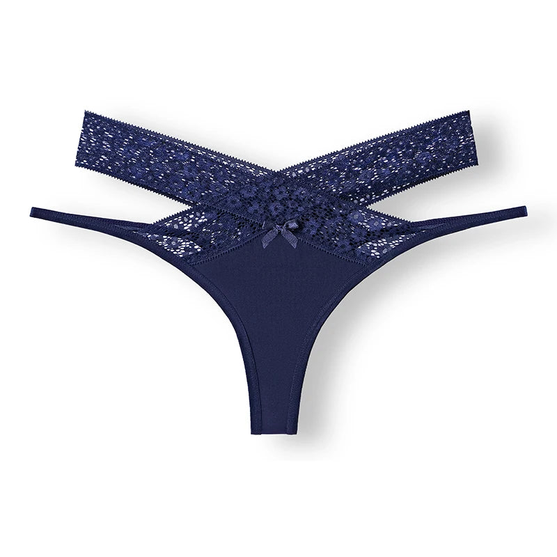 Breathable Cross Hollow Seamless Panties - Lace Waist Design