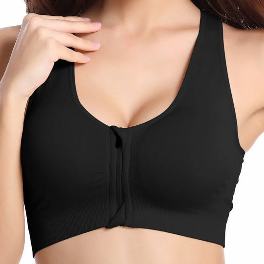 Zipper Push Up Sports Bra - Wire-Free Comfort and Support