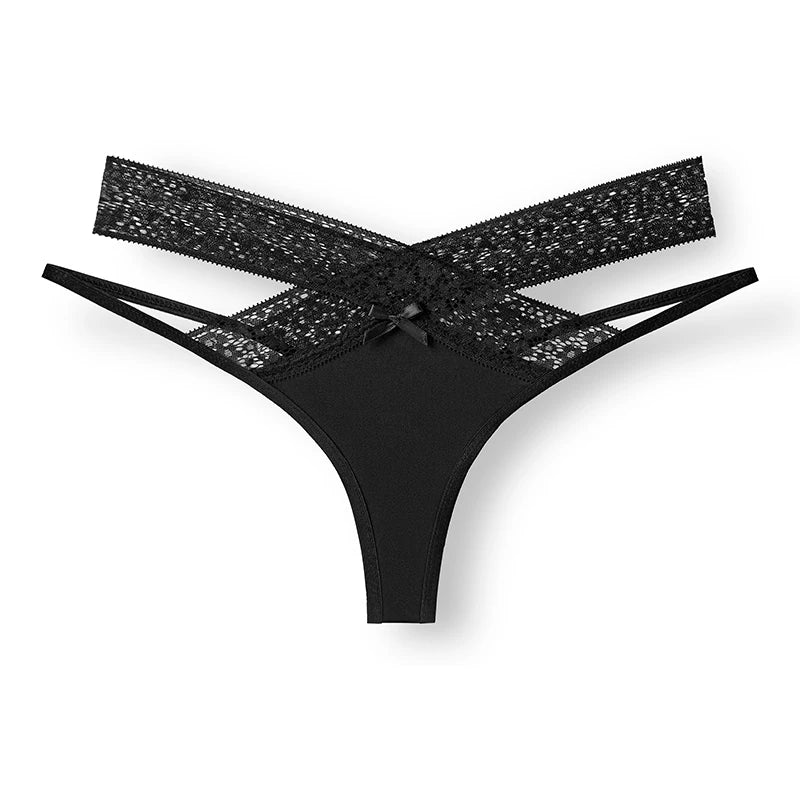 Breathable Cross Hollow Seamless Panties - Lace Waist Design