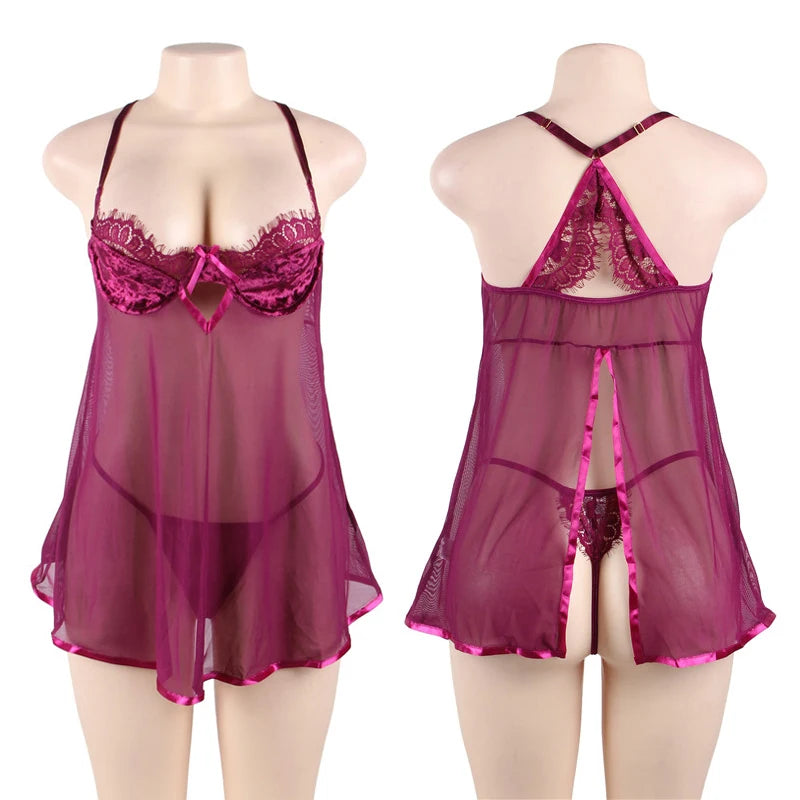 Sexy Lace Night Dress - V-Neck Elegance