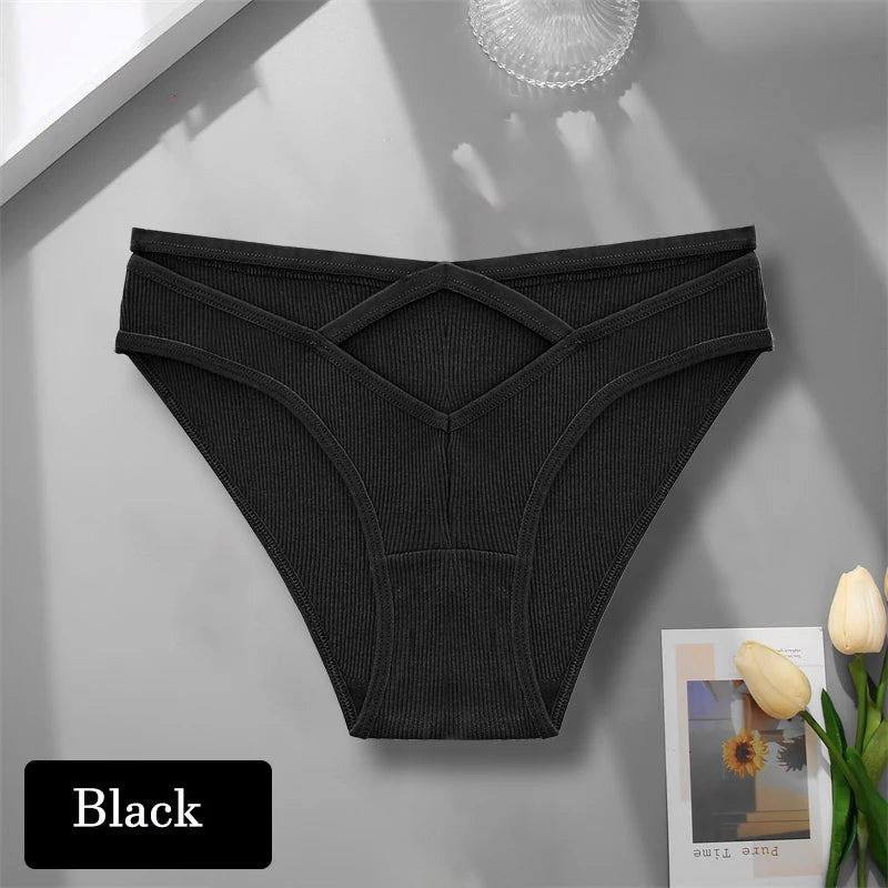 Sexy Cotton Hollow Out Panties - V-Waist Cross Design