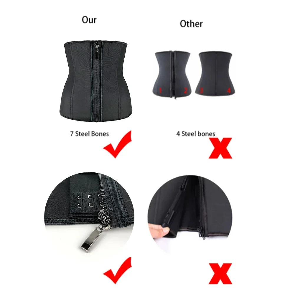 Full Body Shaper with Zipper - 7 Steel Bone Support