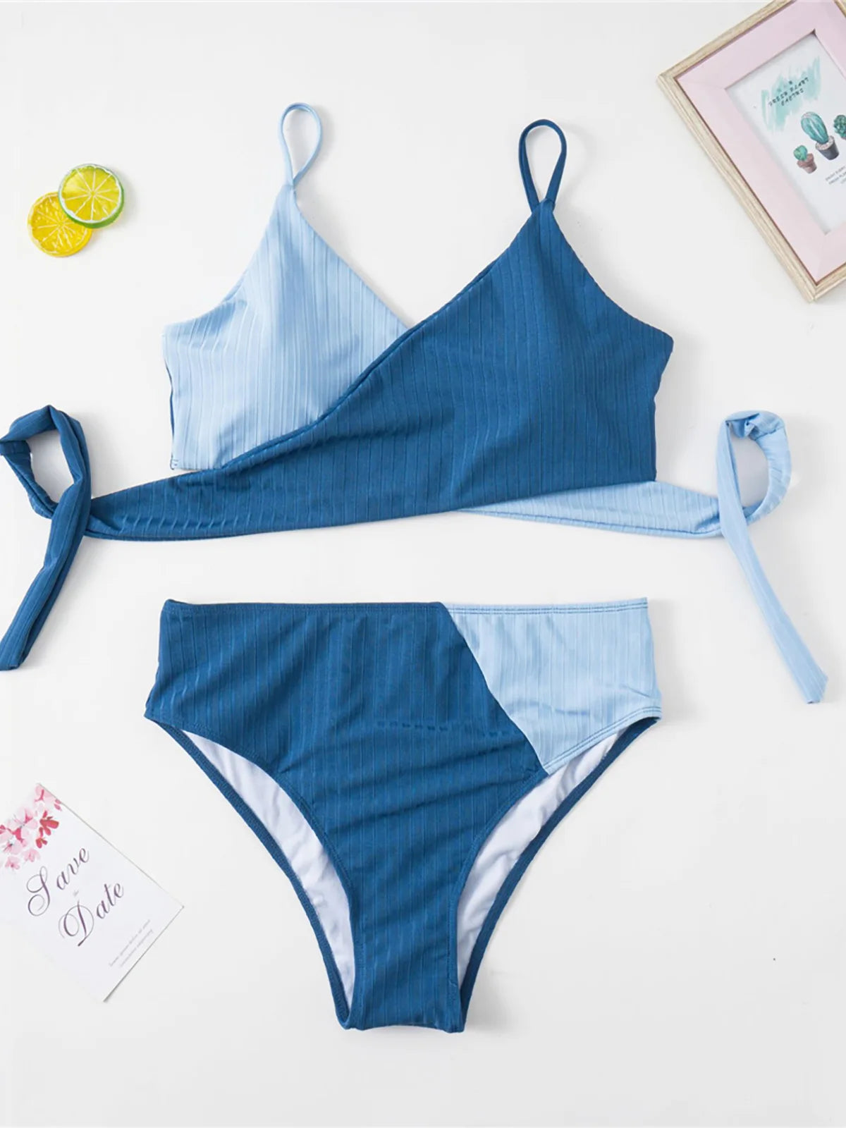 Classy Splicing Two-Piece Bikini Set - Patchwork Design