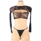 Hollow Out Long Sleeve Bra and Panty Set - Wire-Free Comfort