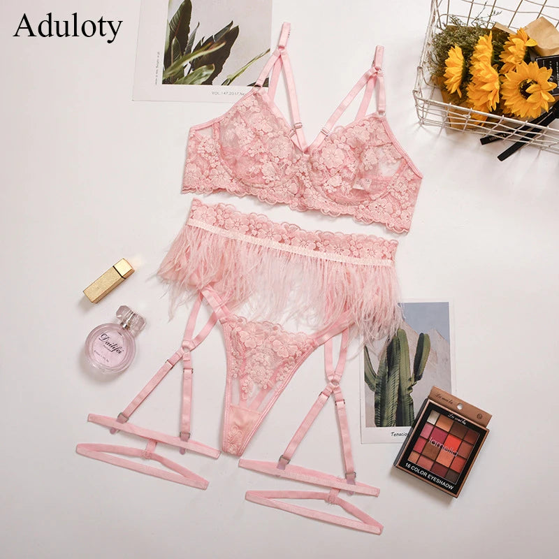 Criss Cross Lace Bra Set