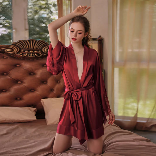Sexy Satin Robe - Luxurious Silk Above-Knee Design