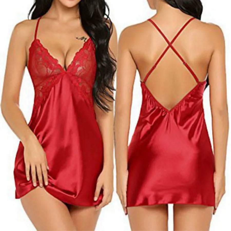 Deep V Satin Cami Dress