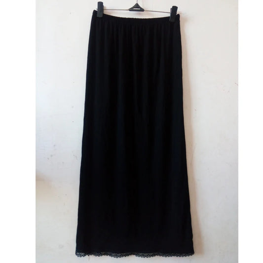 Women Half Slip Satin Trim Maxi Lace Underskirt