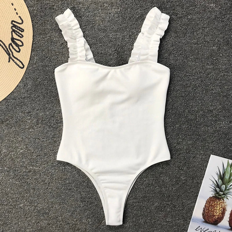 Backless Ruffle One Piece Swimsuit