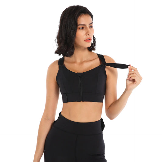 Padded Push Up Sport Bra with Front Zipper - High Support Activewear
