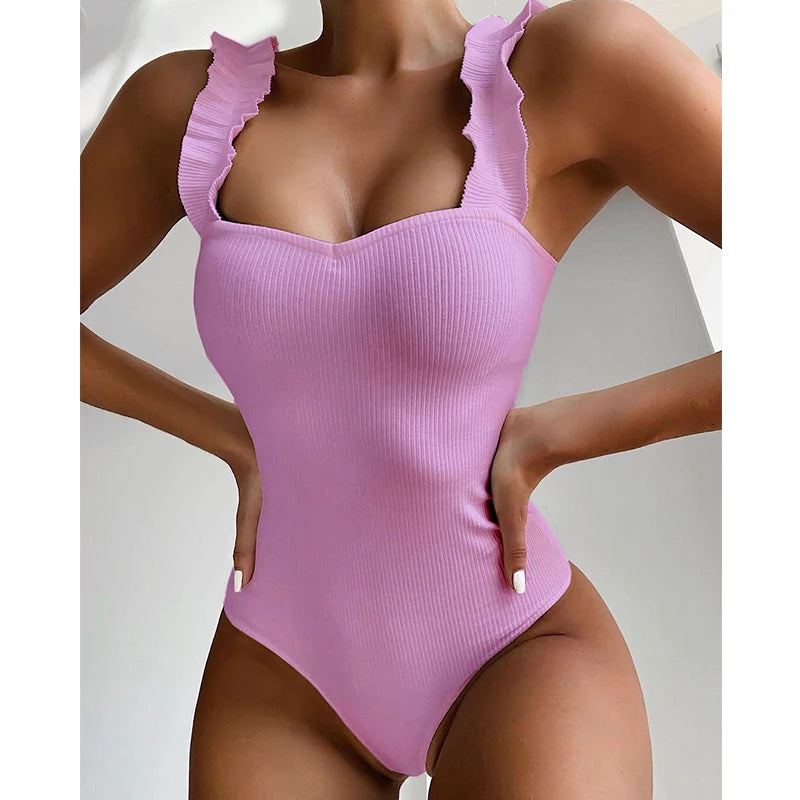 Backless Ruffle One Piece Swimsuit