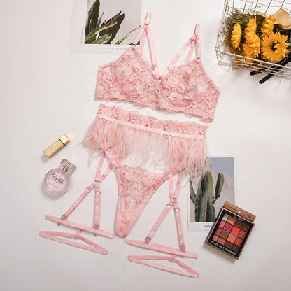 Tie Side Criss Cross Lace Bra Set - Sensual Elegance