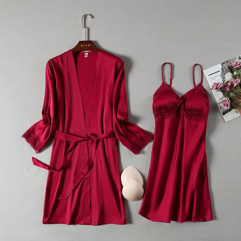 Satin Lace Pink Intimate Night Dress - Delicate Summer Design