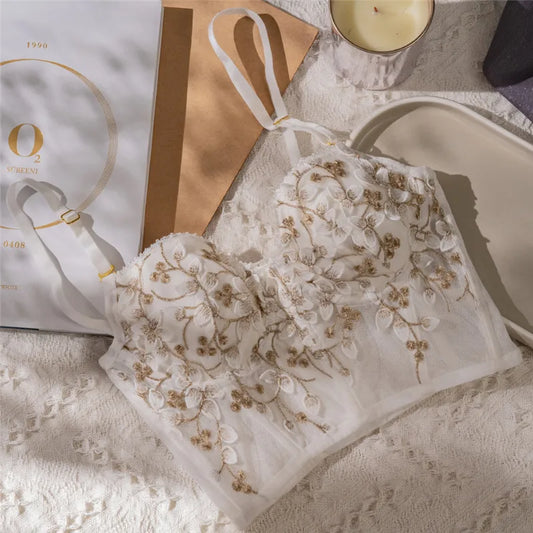 Fashionable Embroidered Babydoll Set - Wire-Free Comfort