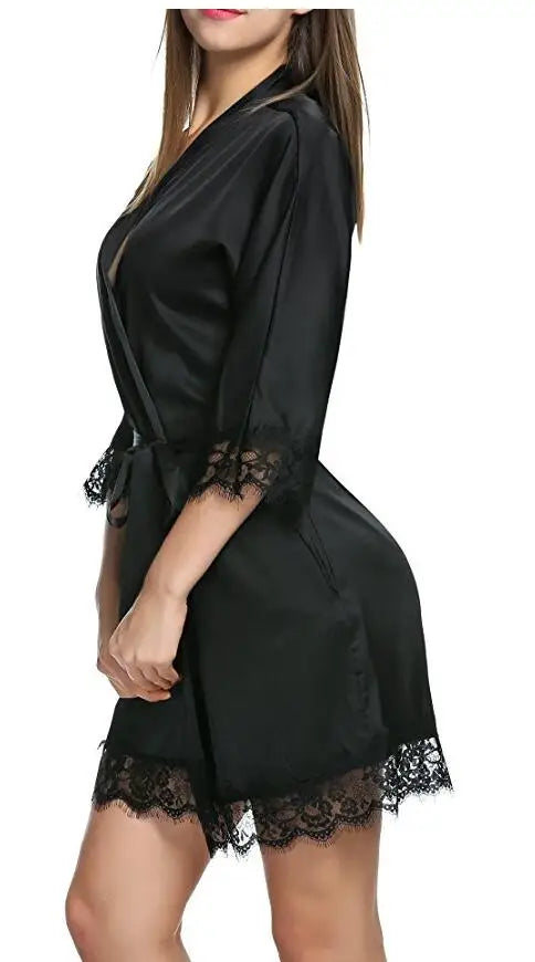 Short Silk Satin Kimono