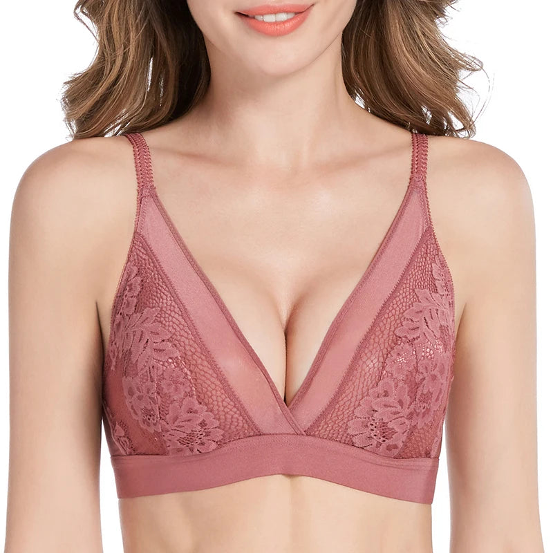 Sexy Adjustable Lace Bralette - Wireless Deep V Comfort
