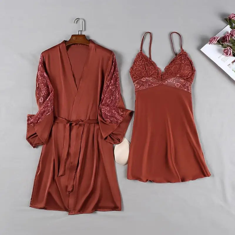 Satin Lace Pink Intimate Night Dress - Delicate Summer Design