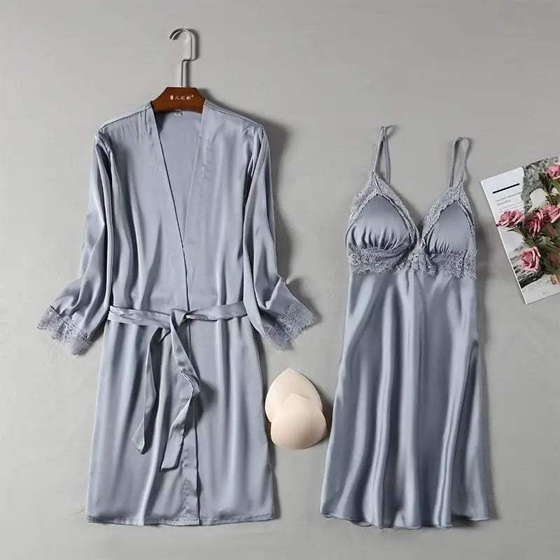 Satin Lace Pink Intimate Night Dress - Delicate Summer Design