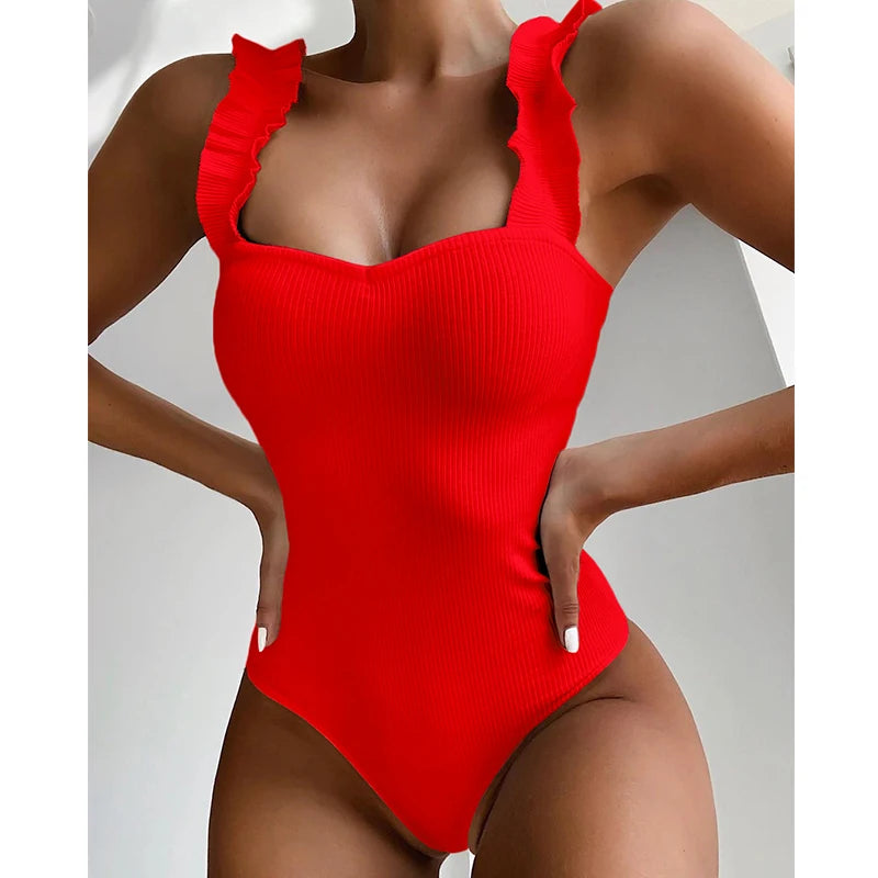 Backless Ruffle One Piece Swimsuit