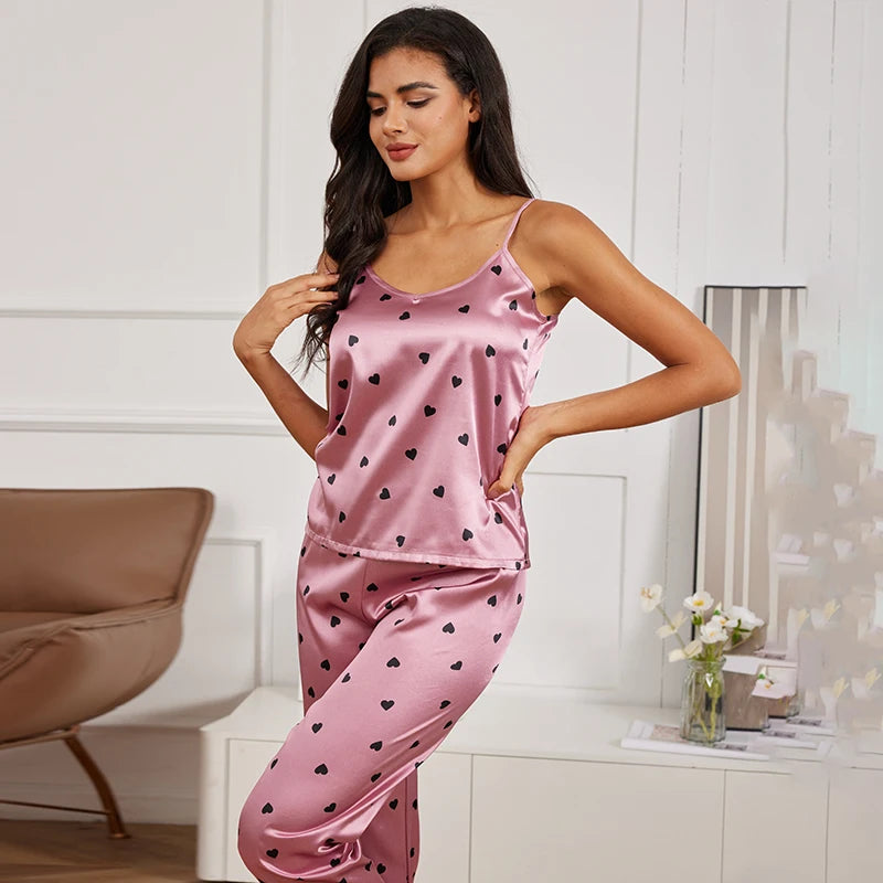 V-Neck Satin Lounge Set