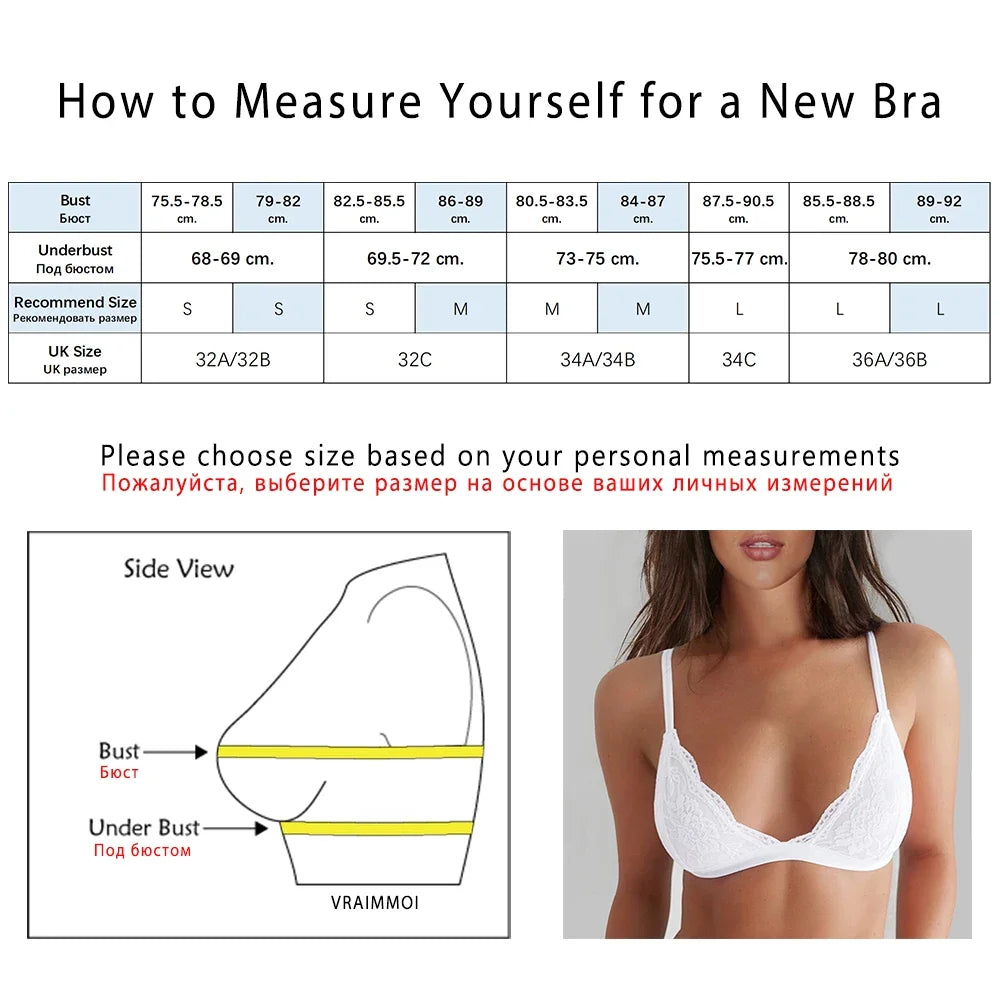 Sexy Lace Thin Triangle Bra - Wire-Free Plunge Design