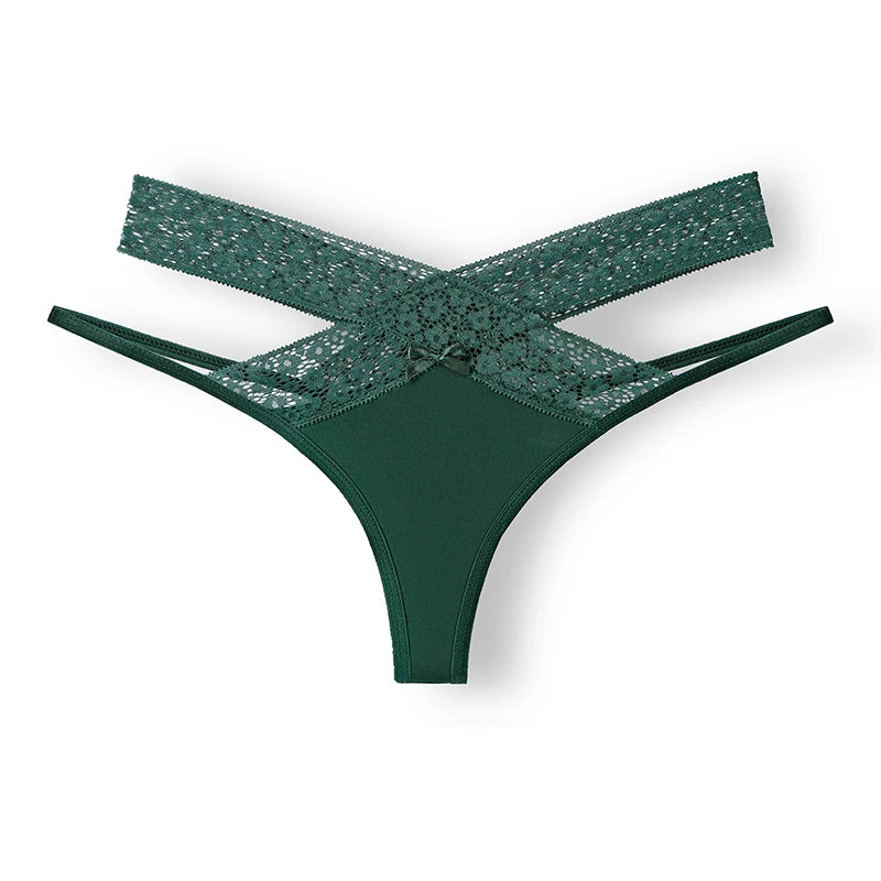 Breathable Cross Hollow Seamless Panties - Lace Waist Design