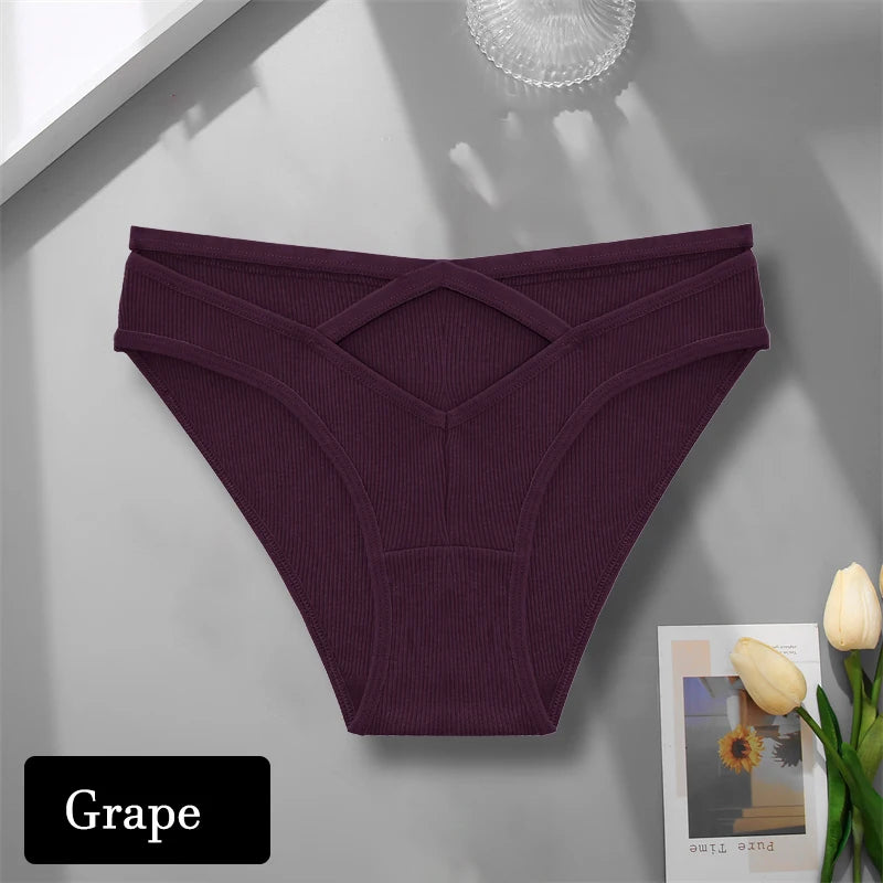 Sexy Cotton Hollow Out Panties - V-Waist Cross Design