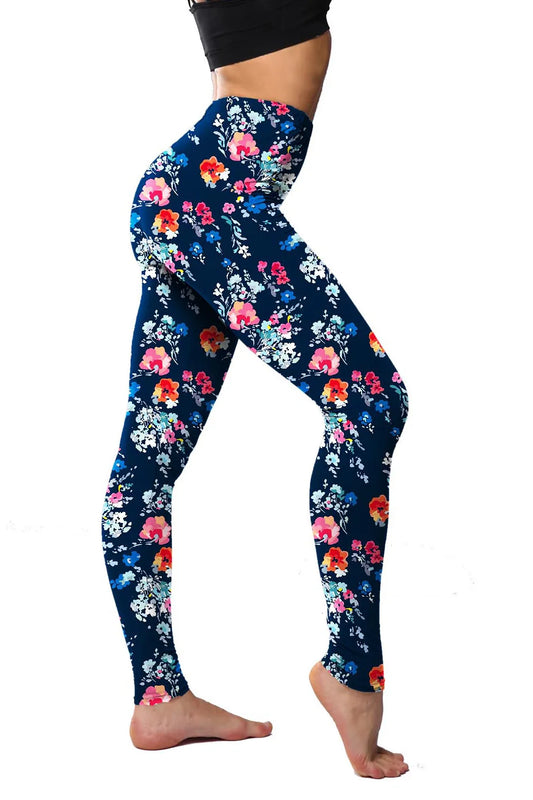 Premium High Waist Fitness Leggings - Floral & Abstract Patterns