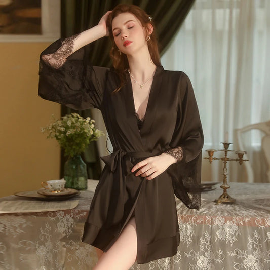 Sexy Satin Robe - Luxurious Silk Above-Knee Design