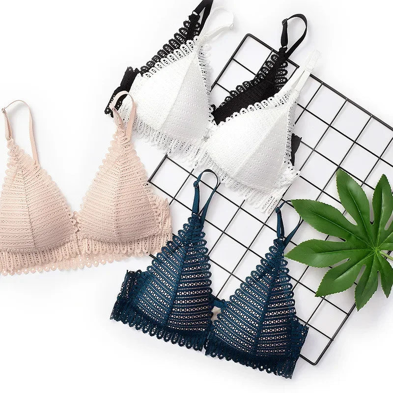 Sexy Lace Wireless Front Closure Bra - Triangle Cup Comfort