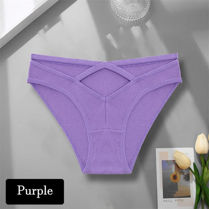 Sexy Cotton Hollow Out Panties - V-Waist Cross Design