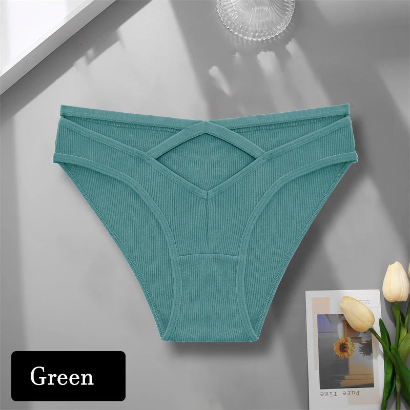 Sexy Cotton Hollow Out Panties - V-Waist Cross Design